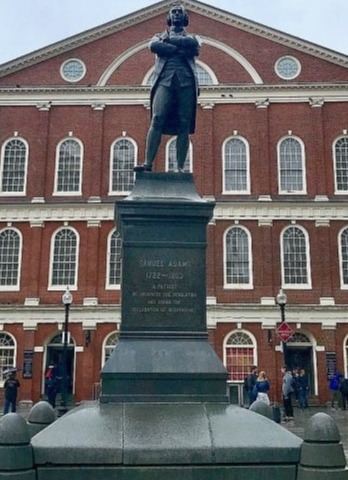 Faneuil Hall and Sam Adams statue in Boston