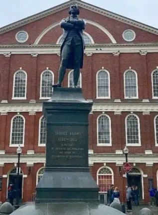 Faneuil Hall and Sam Adams statue in Boston